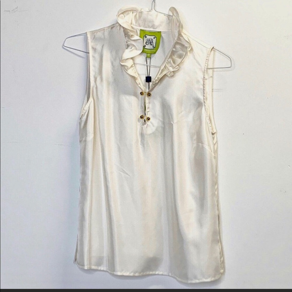 🔷 Elizabeth McKay ruffled ivory SILK top 🔷